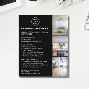 Modern Cleaning Services Photo Logo Black Flyer