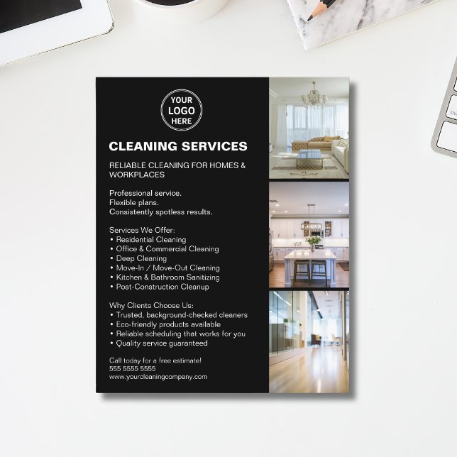 Modern Cleaning Services Photo Logo Black Flyer (Modern Cleaning Services Photo Logo Black Flyer)