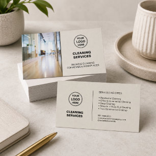 Modern Cleaning Services Photo Logo Business Card