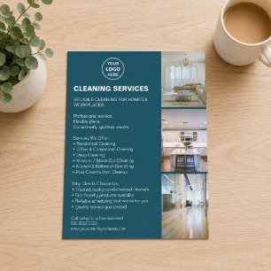 Modern Cleaning Services Photo Logo Teal Flyer