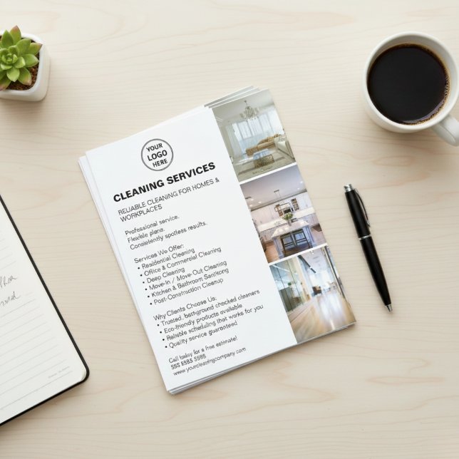 Modern Cleaning Services Photo Logo White Flyer (Modern Cleaning Services Photo Logo White Flyer)