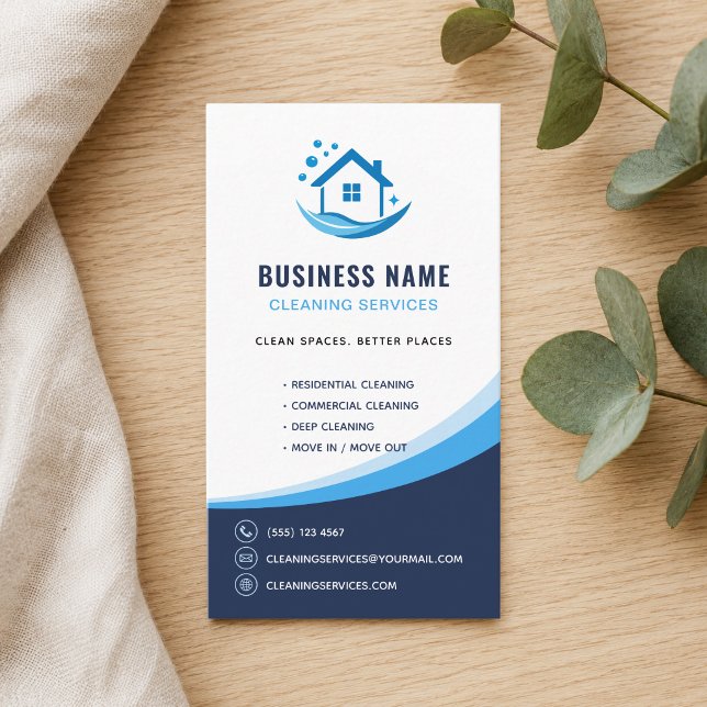 Modern Cleaning Services Professional Logo Business Card (Modern Cleaning Services Professional Logo Business Card)