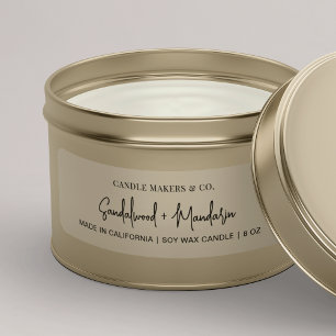 Modern Clear White Candle Tin 3x1" Rectangle Label