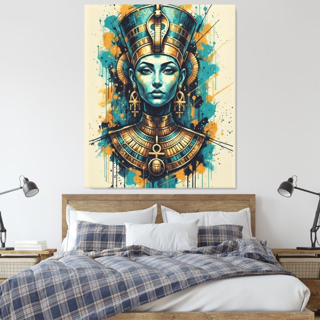 Modern Cleopatra – Abstract Liquid Colours Art  Canvas Print (Insitu(Bedroom))