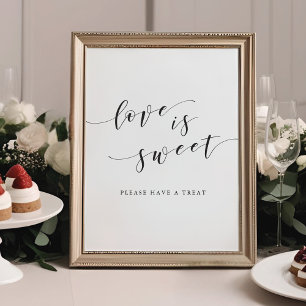 Modern Clligraphy Love is Sweet Wedding Table Sign