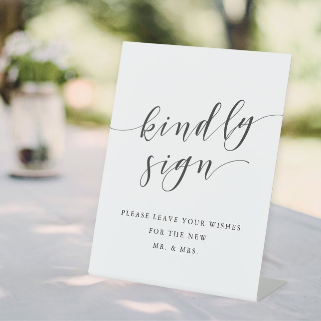 Modern Clligraphy Wedding Guest Book Pedestal Sign (Creator Uploaded)