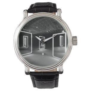 Modern clock with mirrors. watch