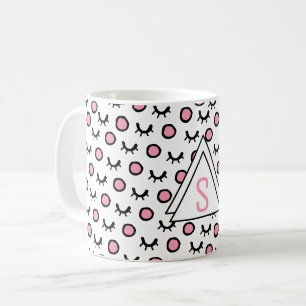 Modern Closed Eyes Dot Geometric Triangle Monogram Coffee Mug