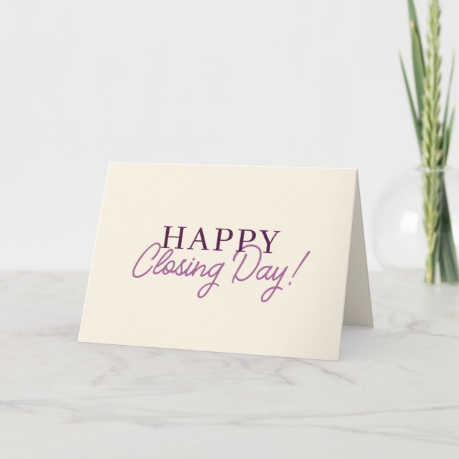 Modern Closing Day Plum Real Estate Agent Card (Front)