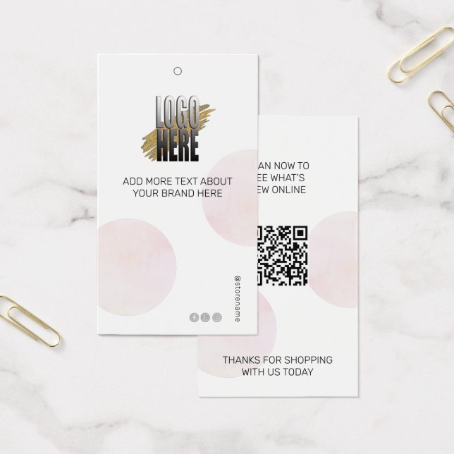Modern Clothing Logo QR Code Fashion Display Tag (Office)