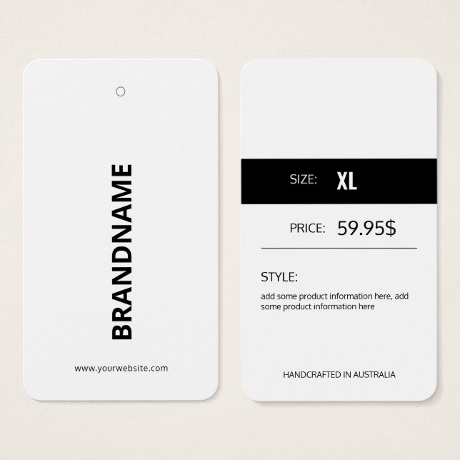 Modern Clothing Price Hang Tag (Front & Back)