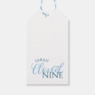Modern Cloud 9 Minimalist Typography bridal shower Gift Tags