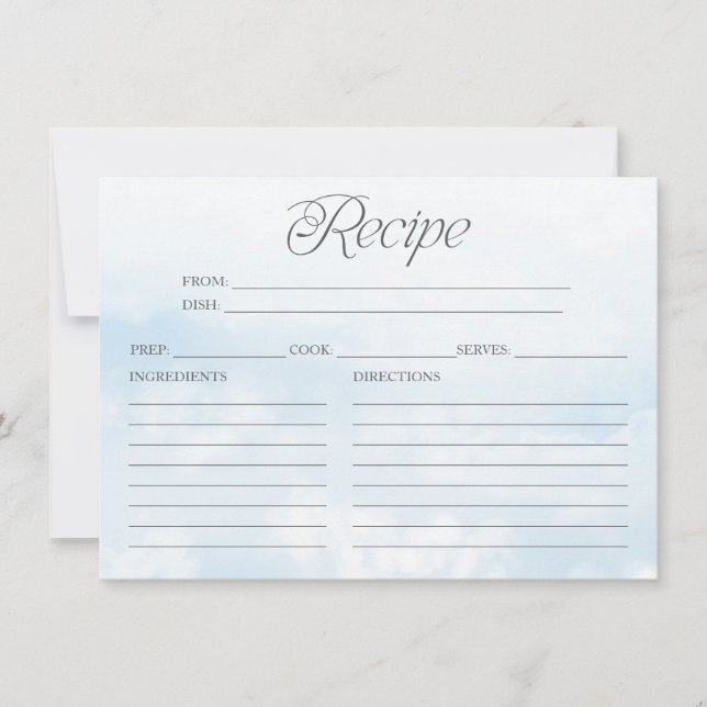 Modern Cloud Bridal Shower Recipe Card (Front)