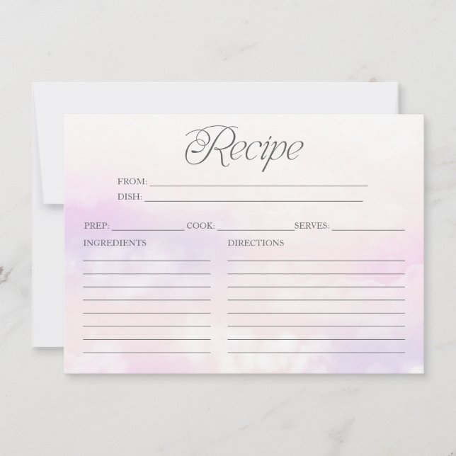 Modern Cloud Bridal Shower Recipe Card (Front)