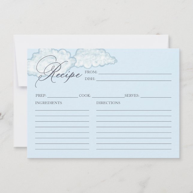 Modern Cloud Bridal Shower Recipe Card (Front)