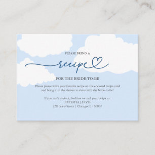 Modern Cloud Bridal Shower Recipe Request Enclosure Card