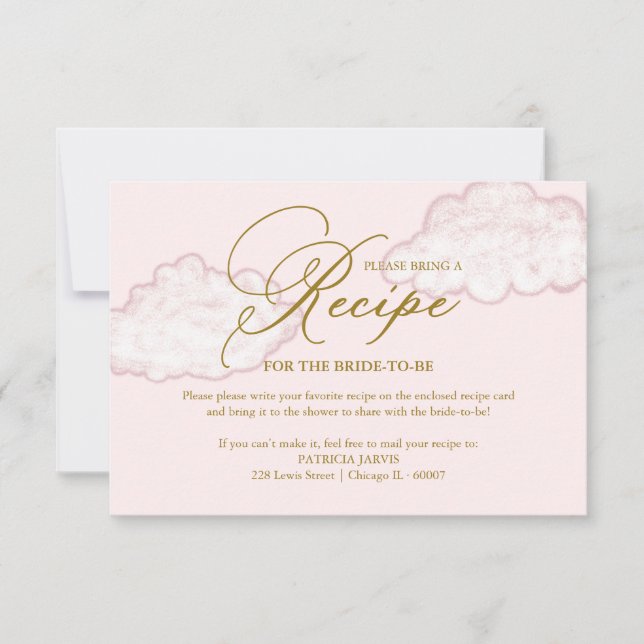 Modern Cloud Bridal Shower Recipe Request Invitation (Front)