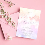 Modern Cloud Nine Dreamy Pastel Clouds and Stars Invitation<br><div class="desc">An elegant,  whimsical and dreamy bridal shower invitation featuring watercolor clouds in pastel colours of purple and pinkish yellow featuring a calligraphy script saying "she's on cloud nine".</div>