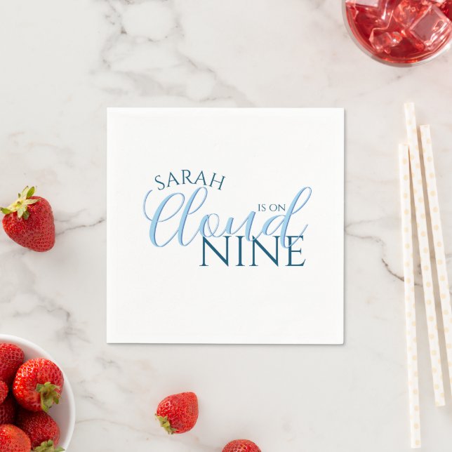 Modern Cloud nine simple script bridal shower Napkin (Insitu)