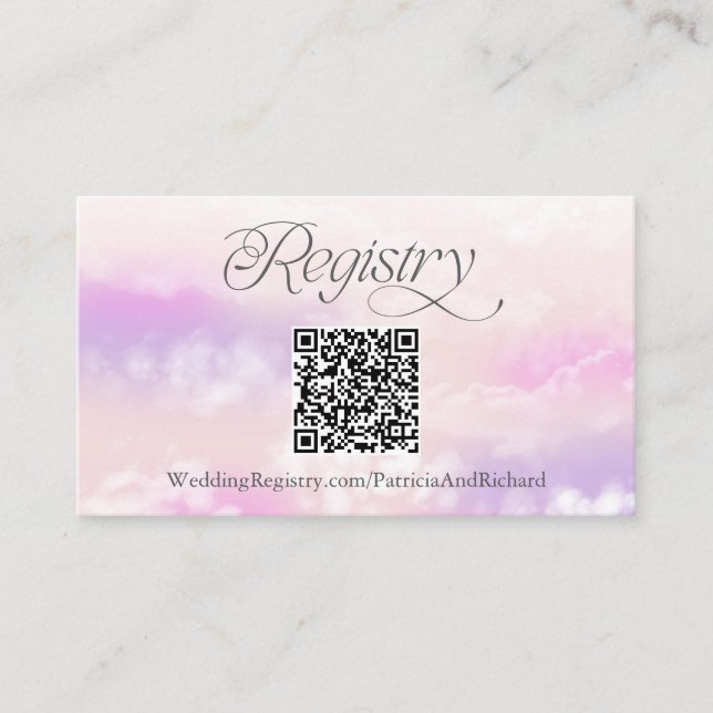 Modern Cloud QR Code Registry Enclosure Card (Front)