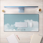Modern clouds sky desk mat<br><div class="desc">Modern business card with sky & clouds design. Insert your name and data. You can personalise the font and colour individually.</div>