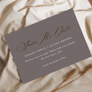 Modern Cloudy Gray Typography Save the Date Card