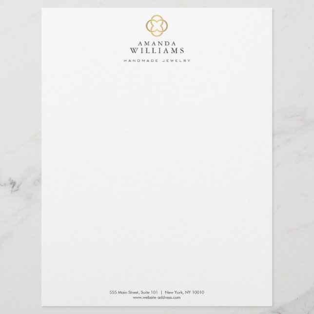 Modern Clover Gold Logo Luxury Boutique  Letterhead (Front)
