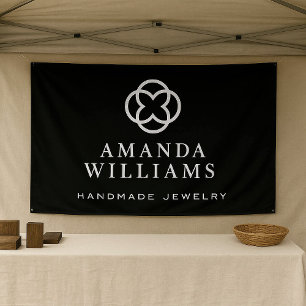 Modern Clover Logo Luxury Boutique Black Banner