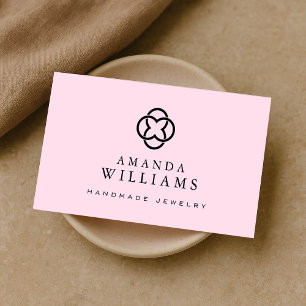 Modern Clover Logo Luxury Boutique Pink Business Card