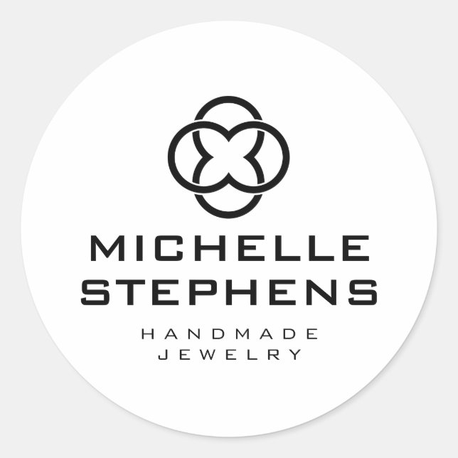 Modern Clover Logo Luxury Boutique White Classic Round Sticker (Front)