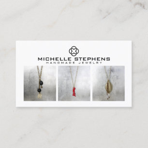 Modern Clover Logo Luxury Boutique White Photo Business Card