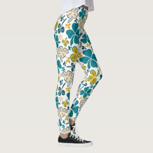 Modern Clover Shamrock Pattern St. Patrick`s Day Leggings