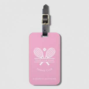 Modern Club Name Tennis Icons Pink Custom Luggage Tag