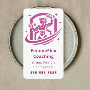 Modern Coaching Women’s Personal Trainer Pink Business Card