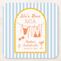Modern Coastal Bachelorette Party Paper Coasters