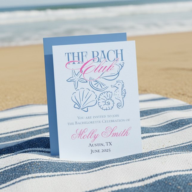 Modern Coastal Bachelorette Weekend Itinerary Invitation (Plan your beachside bash in style with this Coastal “Bach Club” Bachelorette Itinerary! )