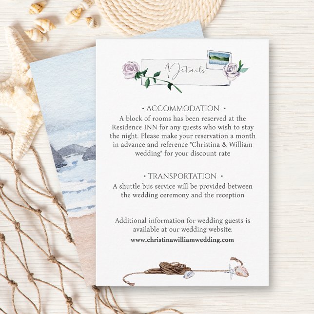 Modern Coastal Beach Watercolor Wedding Enclosure Card (Creator Uploaded)