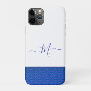 Modern Coastal Blue White Seashell Monogram   Case-Mate iPhone Case