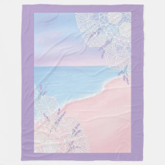 Modern Coastal Chic: Pink Sand & Lavender Dream Fleece Blanket