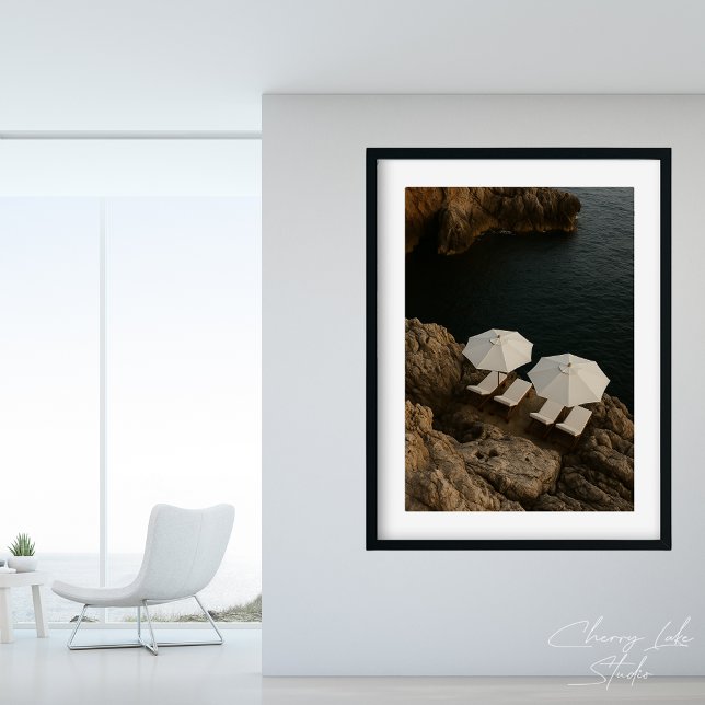 Modern Coastal Escape Minimalist White Chairs Poster (Creator Uploaded)