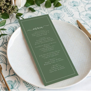 Modern Coastal Green Palm Tree Wedding Menu