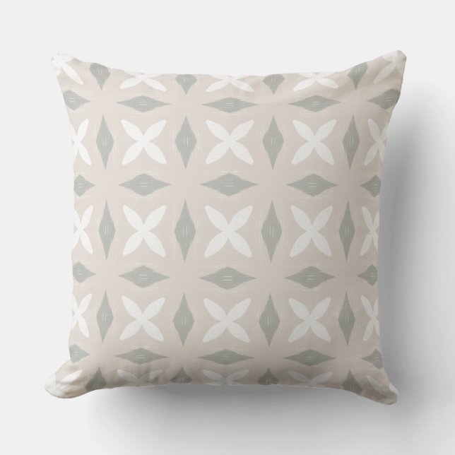 Modern Coastal Neutral & White Throw Pillow (Front)