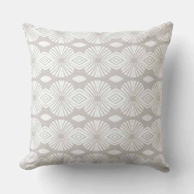 Modern Coastal Neutral & White Throw Pillow (Front)