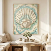 Modern Coastal Scallop Shell Wall Art