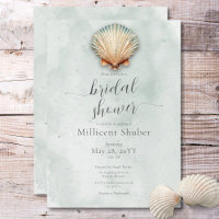 Modern Coastal Seashell Aqua Bridal Shower