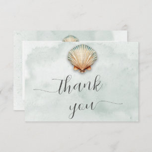 Modern Coastal Seashell Aqua Bridal Shower Thank You Card