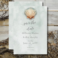 Modern Coastal Seashell Aqua Wedding
