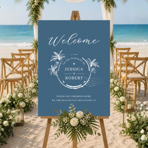 Modern Coastal Stamp Wedding Welcome Sign