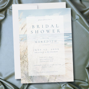 Modern Coastal Watercolor Beach Bridal Shower Invitation