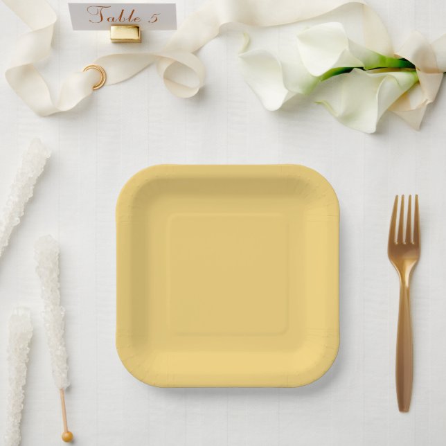 Modern coastal yellow solid paper plate (Wedding)